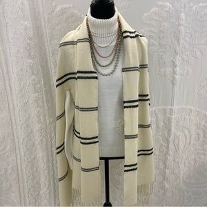 PONCHO Women’s Striped Open Front Sz OS Versatile Classy Neutral Sophisticated